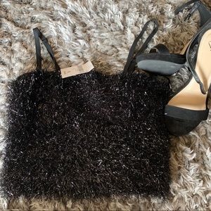 Fringe black crop top
